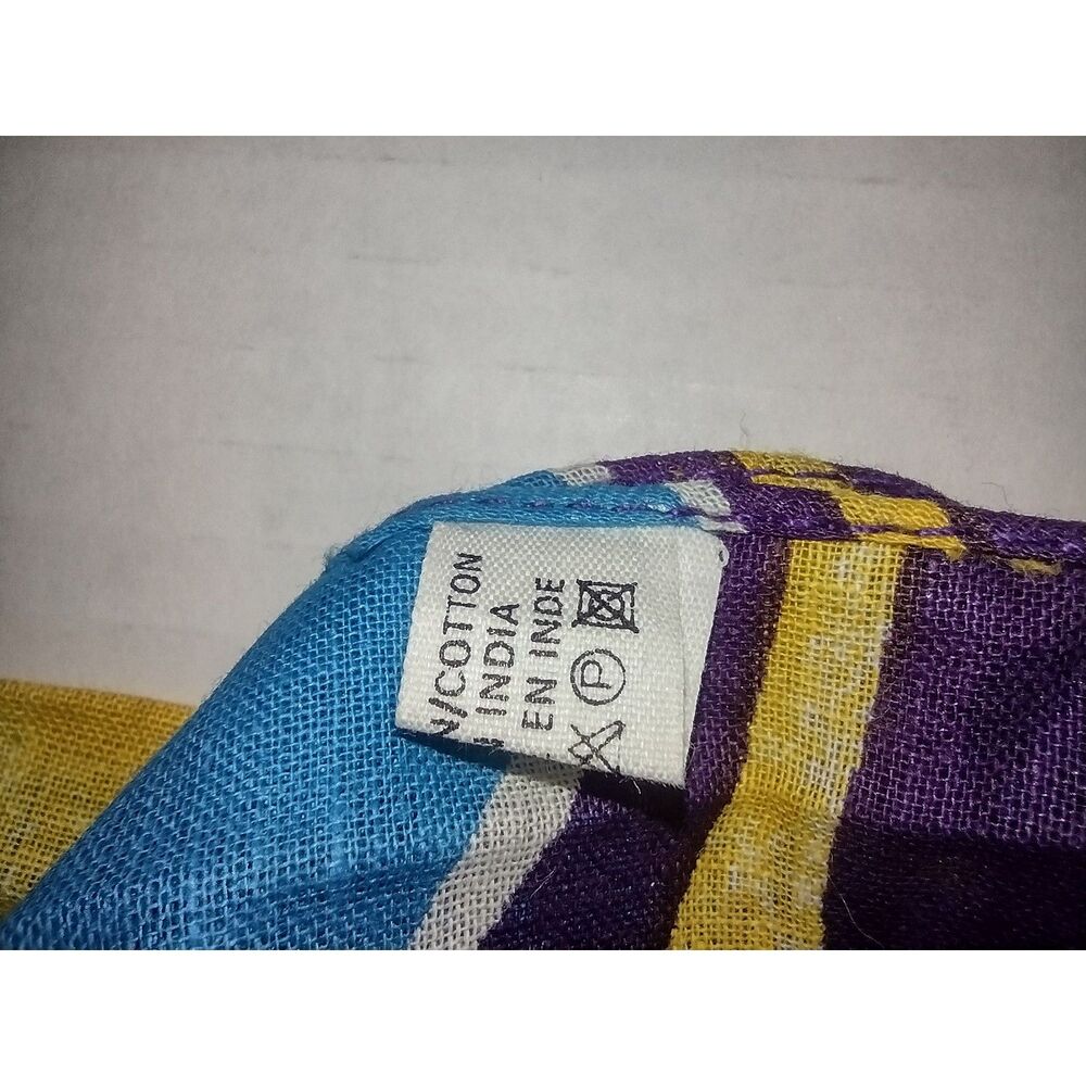 Boho Tropical Fish Print Sarong / Beach Cover-Up - Purple & Multi-Color Cotton - Picture 5 of 5